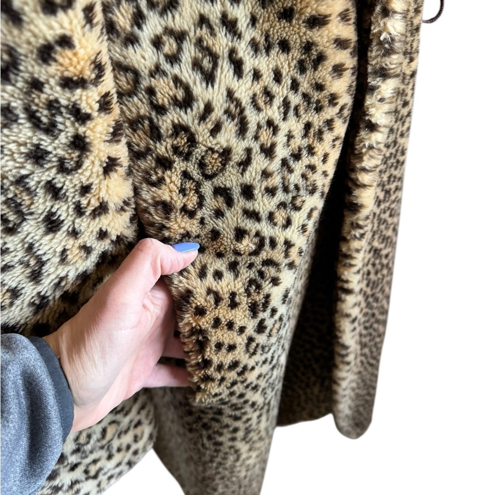 Vintage Leopard Faux Fur Coat S Martin Richards Y2K Mob Wife Glam Jacket - Picture 4 of 12